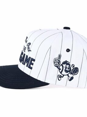 White and Navy Pinstripe Baseball Cap